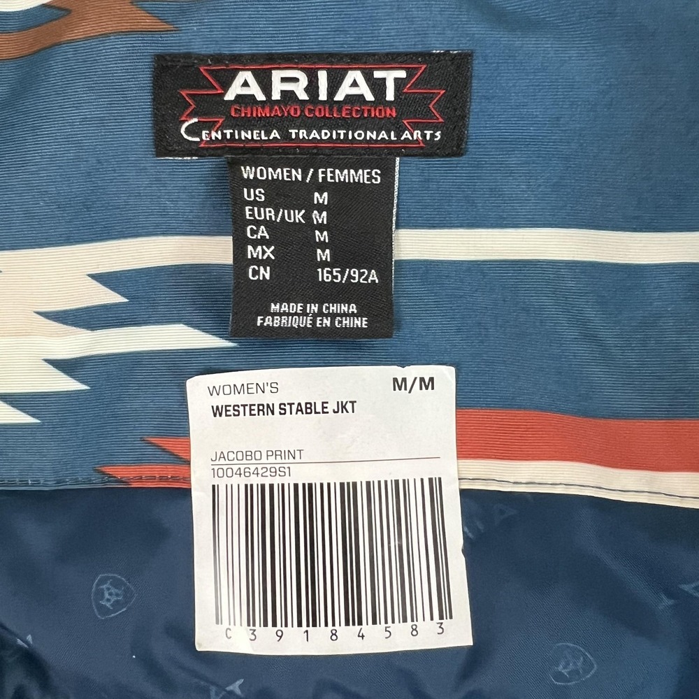Ariat Chimayo Western Stable Jacket Womens Medium Blue Jacobo Quilted Insulated - Picture 13 of 16